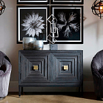 Тумба черная из дерева двухдверная Geometric Double Door Nightstand варинант исполнения - 5 | Loft Concept в Волгограде