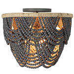 Круглый потолочный светильник с подвесками из круглых деревянных бусин Wooden Beads Black Ceiling Lamp варинант исполнения - 1 | Loft Concept в Волгограде