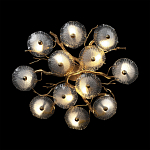 Потолочная люстра круглая ветвистыми бронзовыми элементами и стеклянными рифлеными дисками Textured Glass Chandelier варинант исполнения - 2 | Loft Concept в Волгограде