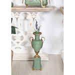 Ваза зеленого цвета из фарфора на высокой подставке с бронзовыми ручками Eden Garden porcelain and bronze варинант исполнения - 4 | Loft Concept в Волгограде