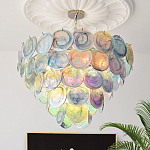 Люстра с каскадом из круглых разноцветных стеклянных дисков Mother of Pearl Iridescence варинант исполнения - 1 | Loft Concept в Волгограде