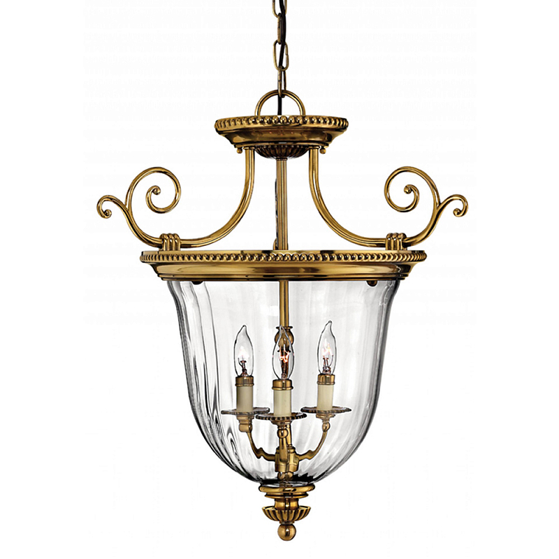 Люстра подвесная цвета латунь с прозрачным стеклянным плафоном и тремя лампами в классическом стиле на цепи Hinkley Латунь Прозрачное Стекло в Волгограде | Loft Concept 