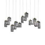 Подвесной светильник линейный с плафонами волнистой формы из фактурного стекла Big Wave варинант исполнения - 2 | Loft Concept в Волгограде