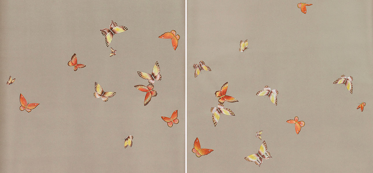 Обои ручная роспись Butterflies Echo on dyed paper Обои ручная роспись Butterflies Echo on dyed paper - Loft-Concept в Волгограде