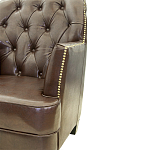 Кресло кожаное c мягкими подлокотниками на 4-х деревянных ножках из массива березы Joseph Armchair brown варинант исполнения - 3 | Loft Concept в Волгограде