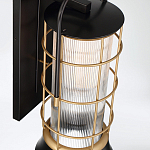 Настенный фонарь цилиндрической формы с рифленым стеклом в золотом каркасе на черном прямоугольном основании Eurofase варинант исполнения - 4 | Loft Concept в Волгограде