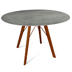 Стол обеденный с серой овальной столешницей из керамики на четырех деревянных ножках Gray Ceramics варинант исполнения - 8 | Loft Concept в Волгограде