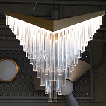 Люстра золотого цвета в форме галочки с каскадом длинных прозрачных трубок Eurofase варинант исполнения - 13 | Loft Concept в Волгограде