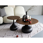 Столик журнальный с круглой деревянной столешницей на черном фактурном основании Bourgeon варинант исполнения - 5 | Loft Concept в Волгограде