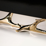 Дизайнерский комод чёрный глянцевый с основанием в виде золотых ветвей Meta Credenza  варинант исполнения - 2 | Loft Concept в Волгограде