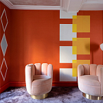 Обои ручная роспись Chez Nina by India Mahdavi Lantana colourway on Arancio dyed silk варинант исполнения - 2 | Loft Concept в Волгограде