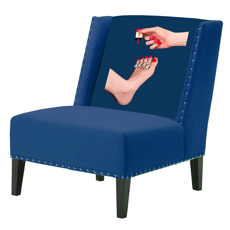 FUN Armchair "Pedicure" Blue Дизайнерское кресло с цветным принтом Сапфирово-синий FUN Armchair "Pedicure" Blue Дизайнерское кресло с цветным принтом Сапфирово-синий в Волгограде | Loft Concept