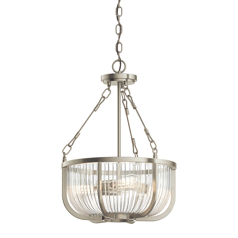 Люстра подвесная с чашеобразным плафоном из прозрачных стеклянных прутьев Kichler Никель Прозрачный Латунь в Волгограде | Loft Concept 