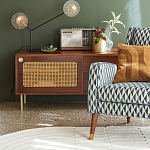 ТВ-тумба из ореха с плетеным декором Eland Wooden Wicker TV Stand варинант исполнения - 3 | Loft Concept в Волгограде