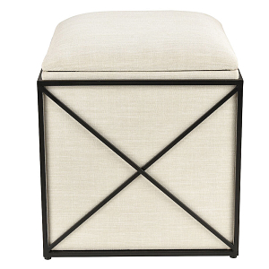 Пуф бежевый с черной металлической рамой Beige Pouf