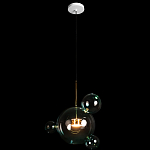 Подвесной светильник с прозрачными бирюзовыми стеклянными шарами и золотыми деталями Диаметр 43 Giopato & Coombes варинант исполнения - 2 | Loft Concept в Волгограде