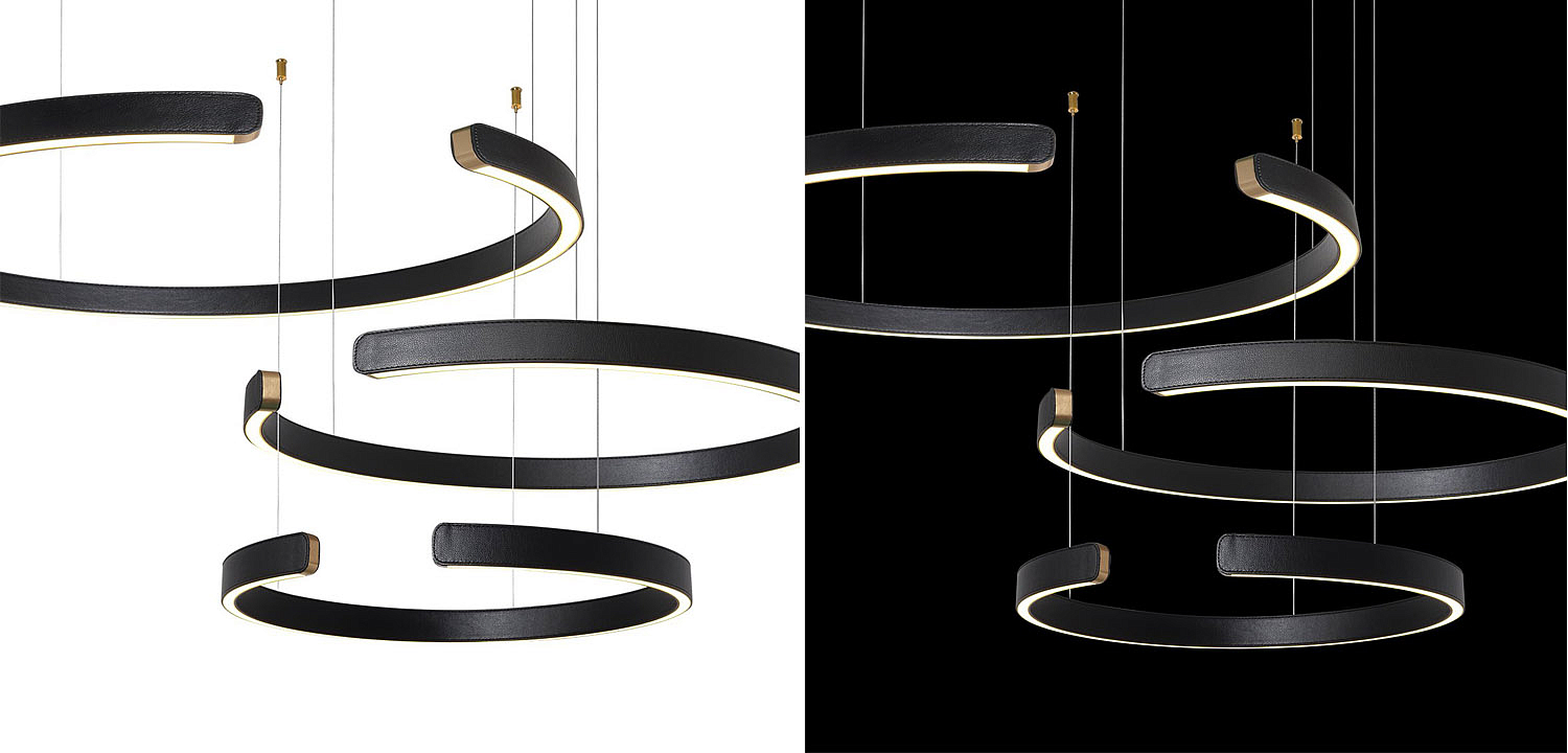 Люстра Half Ring 3 black leather Люстра Half Ring 3 black leather - Loft-Concept в Волгограде