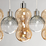 Люстра с 3-мя плафонами волнообразной формы цвета янтарь и 2-мя прозрачными шарообразными плафонами Lucid Rain  варинант исполнения - 7 | Loft Concept в Волгограде