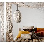 Подвесной светильник вертикальной овальной формы украшенный белыми круглыми бусинами Gradient Oval Pendant Lamp White варинант исполнения - 3 | Loft Concept в Волгограде