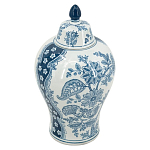 Ваза с крышкой и голубым цветочным рисунком 37 см Blue & White Ornament варинант исполнения - 1 | Loft Concept в Волгограде