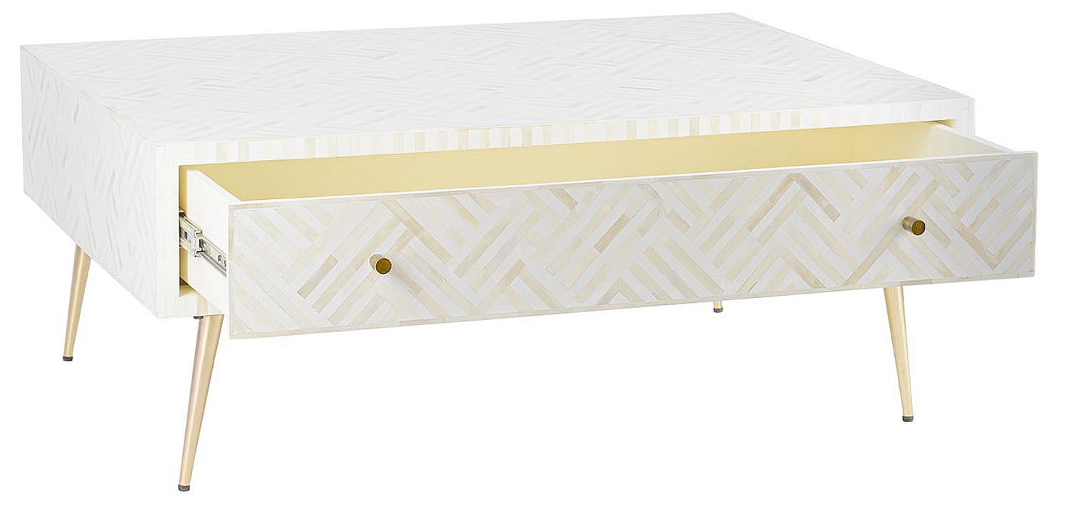 Кофейный стол White Indian Bone Inlay Coffee Table Кофейный стол White Indian Bone Inlay Coffee Table - Loft-Concept в Волгограде