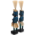 Комплект из 2-х деревянных статуэток Asmat Straw Headdress Statuettes Blue Colorful Tattoo варинант исполнения - 2 | Loft Concept в Волгограде