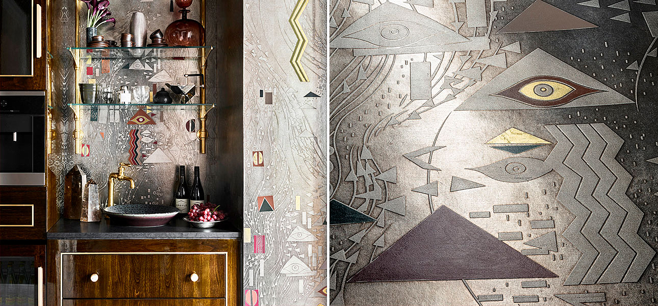 Обои ручная роспись Klimt Polished Silver bas relief gilded paper Обои ручная роспись Klimt Polished Silver bas relief gilded paper - Loft-Concept в Волгограде