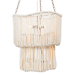 Двухъярусная люстра с подвесками из круглых деревянных бусин белая White Beads Two-tier Chandelier варинант исполнения - 1 | Loft Concept в Волгограде