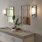 Бра для ванных комнат с цилиндрическим плафоном на прямоугольном зеркальном основании Feiss варинант исполнения - 2 | Loft Concept в Волгограде