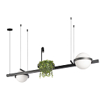 Подвесной светильник линейный с 2-мя шарообразными плафонами и цилиндрическим спотом Light of Еyes варинант исполнения - 8 | Loft Concept в Волгограде