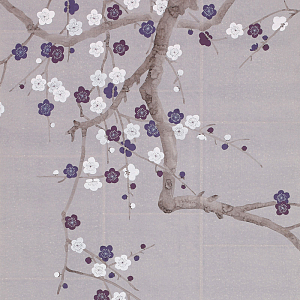 Обои ручная роспись Plum Blossom Lavender on Rich Mauve India tea paper