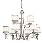Люстра с белыми тканевыми абажурами в прозрачных стеклянных цилиндрах Kichler варинант исполнения - 1 | Loft Concept в Волгограде