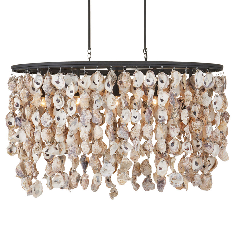 Люстра овальная с подвесками из устричных раковин Sea Ravens Черный в Волгограде | Loft Concept 