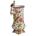 Ваза фарфоровая с птицей на бронзовой ветке и цветочной росписью Garden of Eden варинант исполнения - 1 | Loft Concept в Волгограде