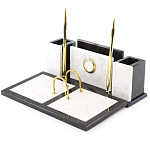 Настольный письменный набор из белого мрамора с часами Marble Accessory варинант исполнения - 2 | Loft Concept в Волгограде