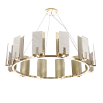 Люстра подвесная круглая с прямоугольными мраморными и золотистыми панелями на металлическом каркасе Диаметр 118 см Marble square Chandelier варинант исполнения - 2 | Loft Concept в Волгограде