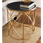 Приставной стол с металлическим золотым  основанием и чёрной столешницей Paradigm варинант исполнения - 1 | Loft Concept в Волгограде