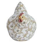 Статуэтка курица с резными белыми цветами на бежевой фактурной поверхности Rustic Chicken варинант исполнения - 1 | Loft Concept в Волгограде