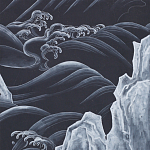 Обои ручная роспись Matsushima Waves Roka on Edo Night painted silk варинант исполнения - 1 | Loft Concept в Волгограде