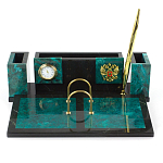 Настольный письменный набор из змеевика с часами и календарницей Successful Leader варинант исполнения - 1 | Loft Concept в Волгограде