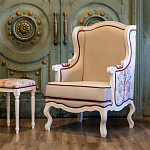 Кресло из массива бука бежевое с растительным орнаментом Raffael Beige Floral Armchair варинант исполнения - 10 | Loft Concept в Волгограде