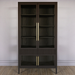 Витрина Primo со стеклянными фасадами и 2 ящиками Темный орех варинант исполнения - 1 | Loft Concept в Волгограде