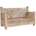 Скамья с резным декором из массива манго Grey Mango Collection Bench M варинант исполнения - 1 | Loft Concept в Волгограде