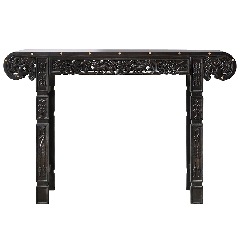 Черная резная консоль в Китайском стиле из массива Black Dragon Console Черный Золотой Черная резная консоль в Китайском стиле из массива Black Dragon Console Черный Золотой в Волгограде | Loft Concept