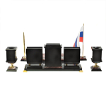 Настольный письменный набор из креноида и змеевика на бронзовых ножках Marble Accessory варинант исполнения - 4 | Loft Concept в Волгограде