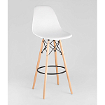 Пластиковый барный стул на ножках из массива бука Eames White варинант исполнения - 1 | Loft Concept в Волгограде