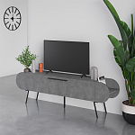 ТВ-тумба серая с 2-мя откидными дверцами и 2-мя открытыми полками CAPSULE TV STAND RETRO GREY варинант исполнения - 3 | Loft Concept в Волгограде