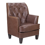 Кресло из натуральной кожи c мягкими подлокотниками на 4-х деревянных ножках из массива бука Joseph Armchair brown варинант исполнения - 1 | Loft Concept в Волгограде