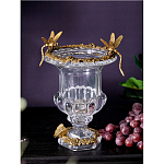 Ваза из прозрачного стекла на бронзовой подставке с ободком и ручками в виде стрекоз Eden Garden варинант исполнения - 2 | Loft Concept в Волгограде