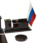 Настольный письменный набор с часами из природного камня обсидиана  Gift for Manager варинант исполнения - 5 | Loft Concept в Волгограде